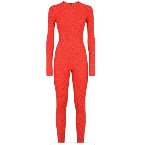 New NWT Fendi x Skims Collaboration Jumpsuit Long Sleeve Orange and Pink Sz 4X - Picture 2 of 6